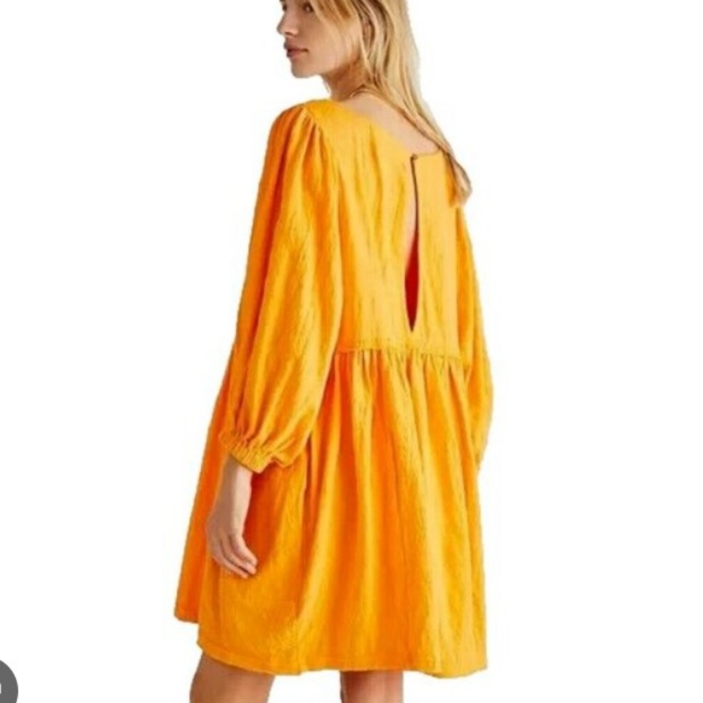 Free People Golden Yellow 3/4 Sleeve Dress